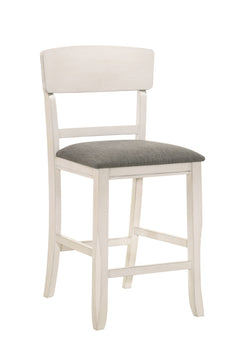 Sarina - Set of 2 - 22" Creamy White Counter Height Dining Chairs with Light Gray Upholstered Seats