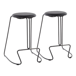 Haverhill- Set of 2 - 24" Distressed Walnut Woven Counter Stools with Ladder Back