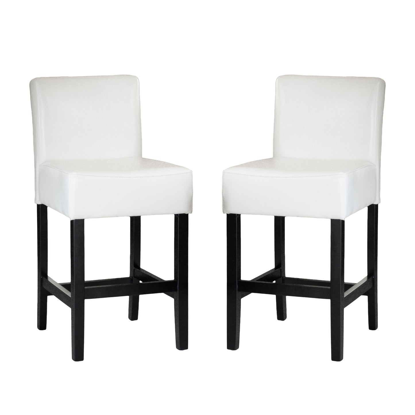 Zahara - Set of 2 - 29" Ivory Bonded Leather Counter Stools with High Back