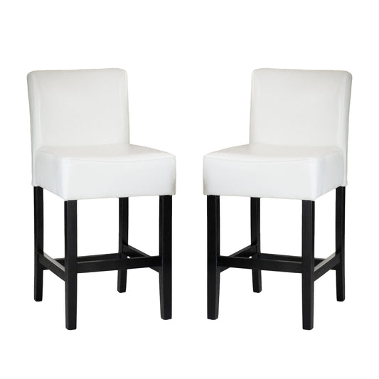 Zahara - Set of 2 - 29" Ivory Bonded Leather Counter Stools with High Back