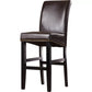 Harlan - Set of 2 - 24" Brown PU Leather Counter Stools with Gold Rivets and Black Rubberwood Legs