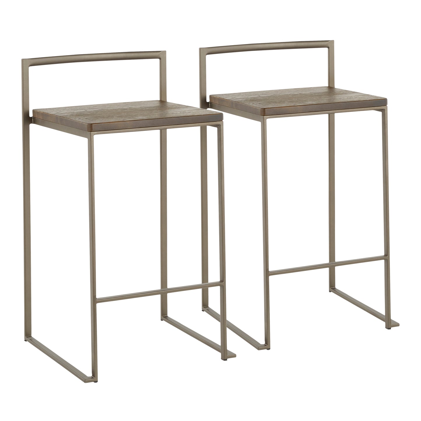 Fairview - Set of 3 - 26" Black Metal Stackable Counter Stools with Gray Faux Leather Cushions