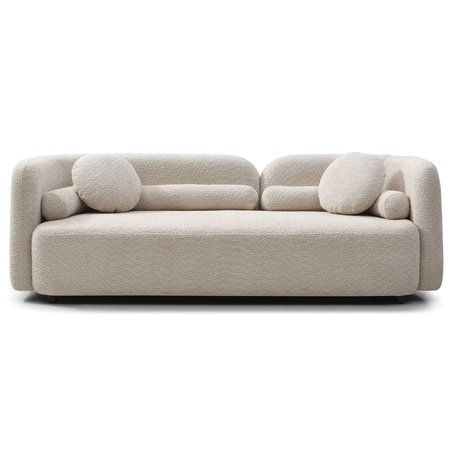 3 Seater Sofa Couch With Throw Pillows For Living Room - Light Beige