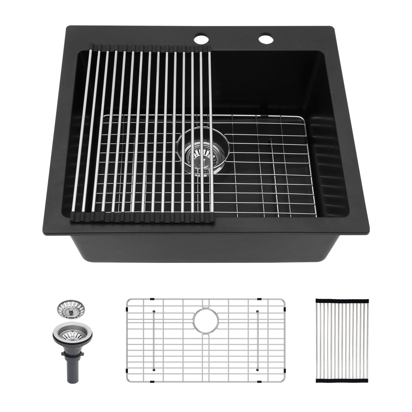 Quartz Kitchen Sink, Granite Composite, Drop In Sink With Durable Design