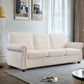 Soft Sofa, Upholstered 3 Seater Couch With High Density Foam, Loose Back Cushions And Turned Legs