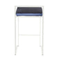 Fernhill - Set of 3 - 26" Contemporary Stackable Counter Stools in White Metal with Blue Velvet Cushions