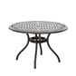Tranquilius - Outdoor Round Dining Table With Lattice Tabletop, Umbrella Hole And Curved Legs