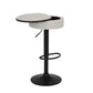 Glint - Set of 2 - 28" Off White Adjustable Swivel Bar Stools with Hidden Storage and Metal Frame