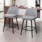 Vectoria 26" - Set of 2 - Light Grey Upholstered Swivel Counter Height Bar Stools with Metal Legs, 360° Swivel, and High Back, 25.6" Seat Height