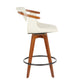 Ovantis - Set of 2 - 31" Mid-Century Modern Counter Stool - Walnut Bamboo, Cream Faux Leather