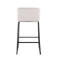 Leon - Set of 2 - 26" Cream Velvet Counter Height Stools with Black Metal Frame and High Backrest