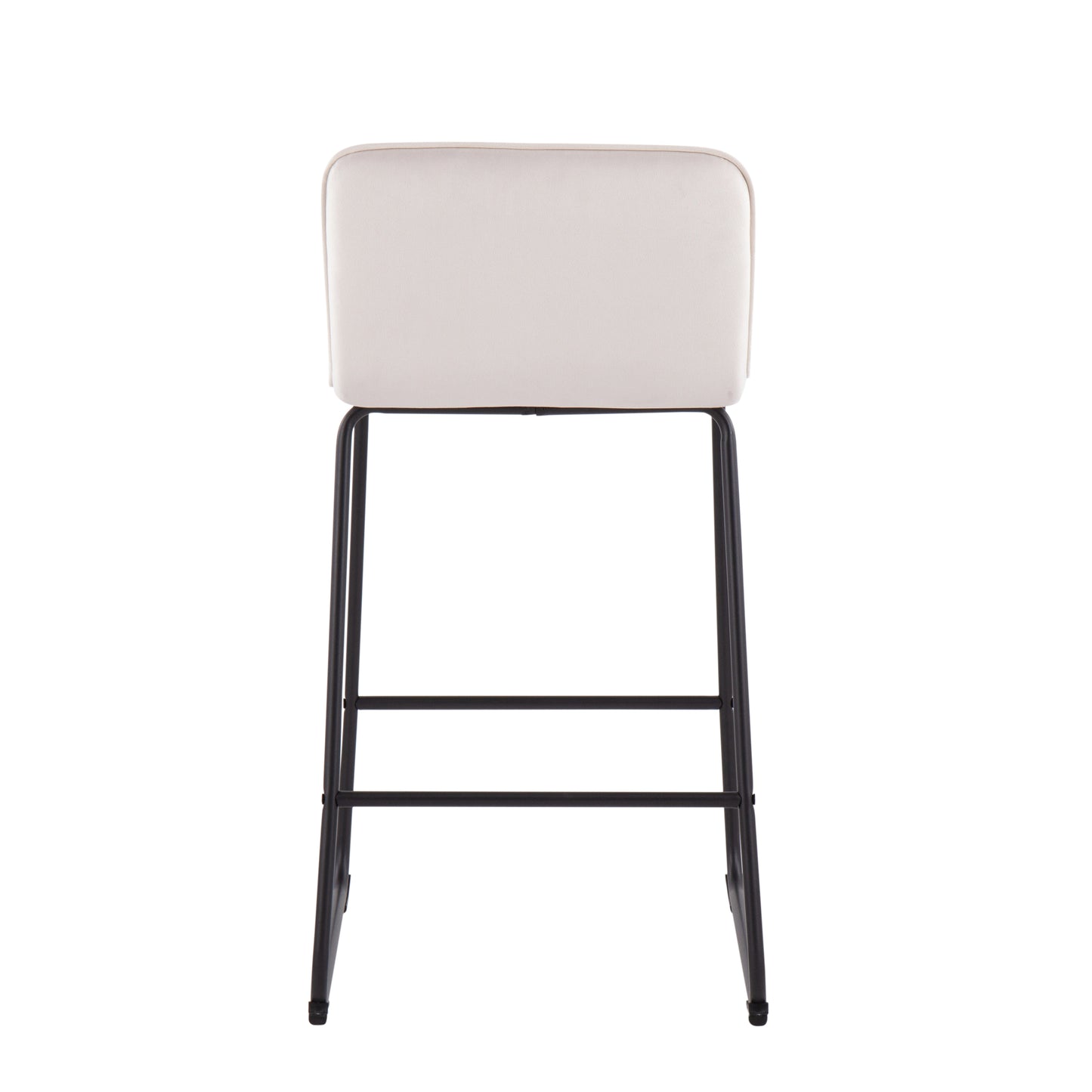 Leon - Set of 2 - 26" Cream Velvet Counter Height Stools with Black Metal Frame and High Backrest