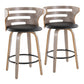 Cosini - Mid Century Modern Fixed Height Barstool With Swivel And Round Footrest (Set of 2)