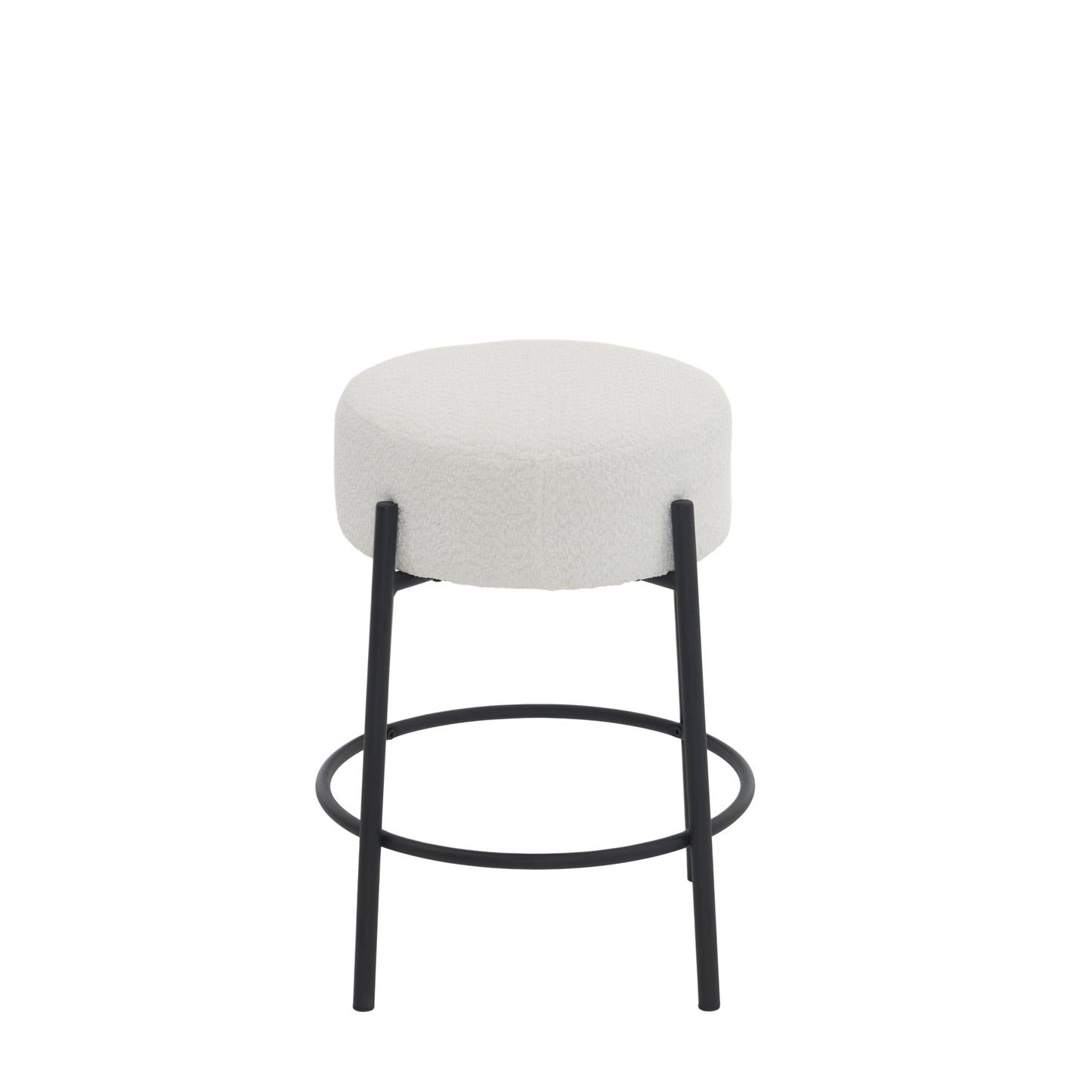 Madison - Set of 2 - 24" Fixed-Height Counter Stool with Beige Upholstered Round Seat and Non-Slip Support