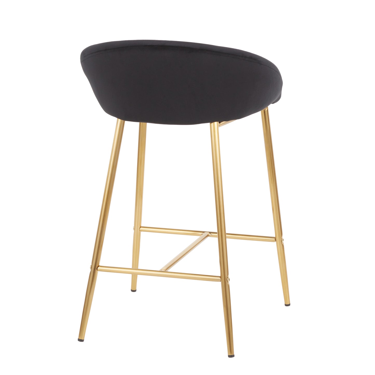 Maglam - Set of 2 - 24" Black Velvet Counter Stools with Gold Metal Frame, 26" Seat Height