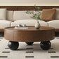 Round Coffee Table With Storage Drawer And Ball Feet - Walnut / Black
