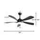 Ceiling Fan With 3 Color Dimmable 5 Blades Remote Control Reversible DC Motor And LED Light - Black