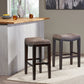 Virella - Set of 2 - 26" Weathered Gray Acacia Wood Bar Stools with Wicker Seats, Outdoor Folding Chairs with High Backrest