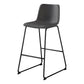 Highland - Set of 2 - 29" Black Swivel Wood Bar Stools with High Back, Contemporary Style