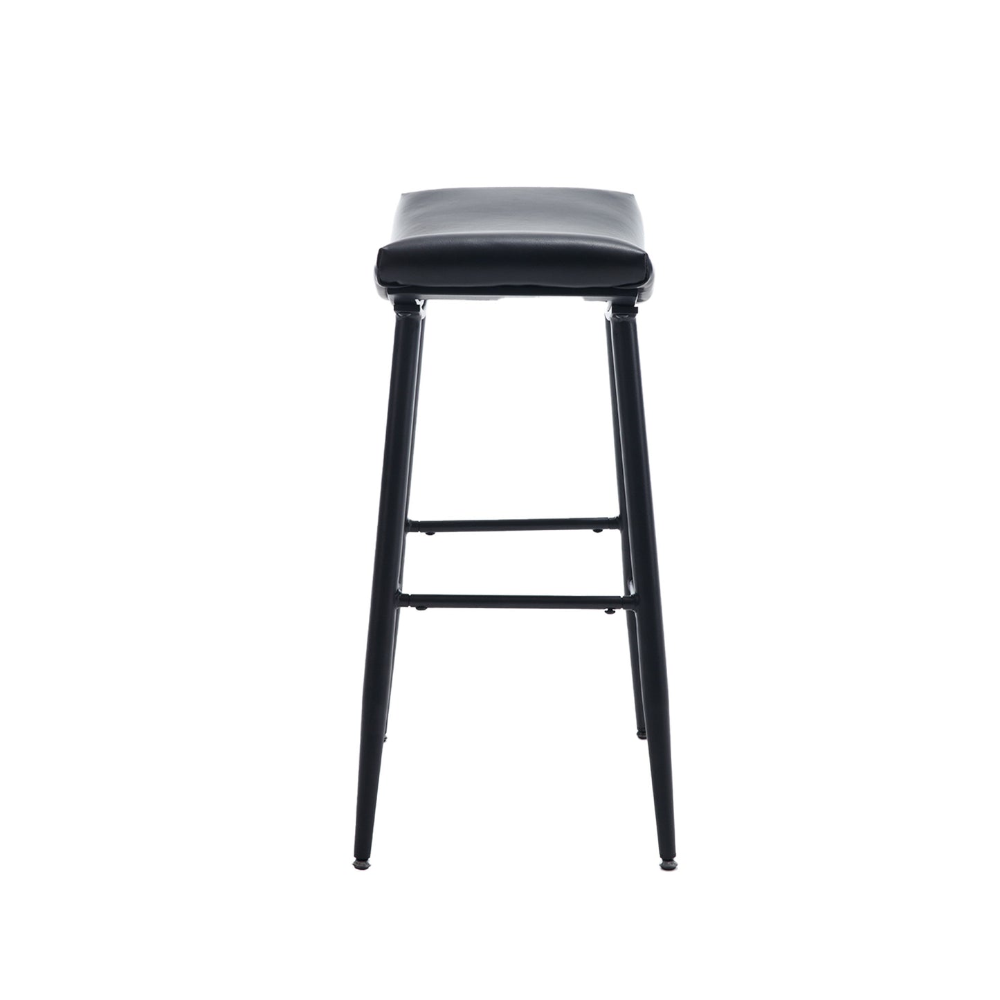 Harper - Set of 2 - 28” Black PolyUrethane Leather Armless Counter Stools with Metal Legs and Footrest - Modern Design for Kitchen or Dining