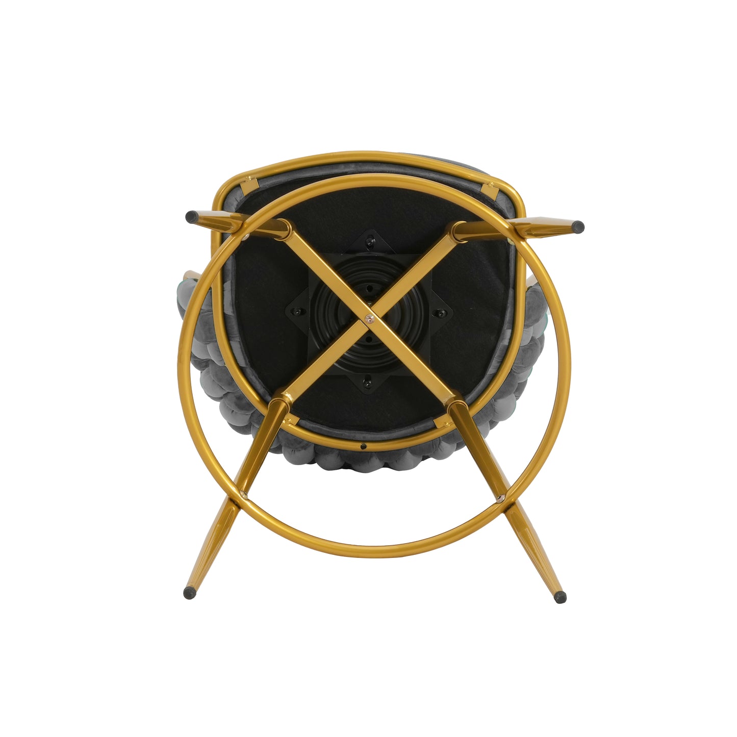 Noble - Set of 2 - 24" - 26" Grey Swivel Counter Stools with Hand-Woven Backrest and Gold Metal Legs