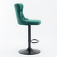 Luxury  - Set of 2 - 25" Green Velvet Swivel Barstools with Adjustable Seat Height, Upholstered Tufted Chairs & Copper Nailheads