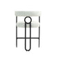 Marcellus - Set of 1 -24" Beige Chenille Bar Stool with Curved Backrest and Black Metal Frame for Kitchen Island, Pub, or Club