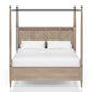 Queen Canopy Bedroom Set With A 2 Drawer Nightstand A Dresser With Poster Mirror And A Door Chest - Sand
