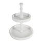 Two Tiered Round Wooden Tray - White