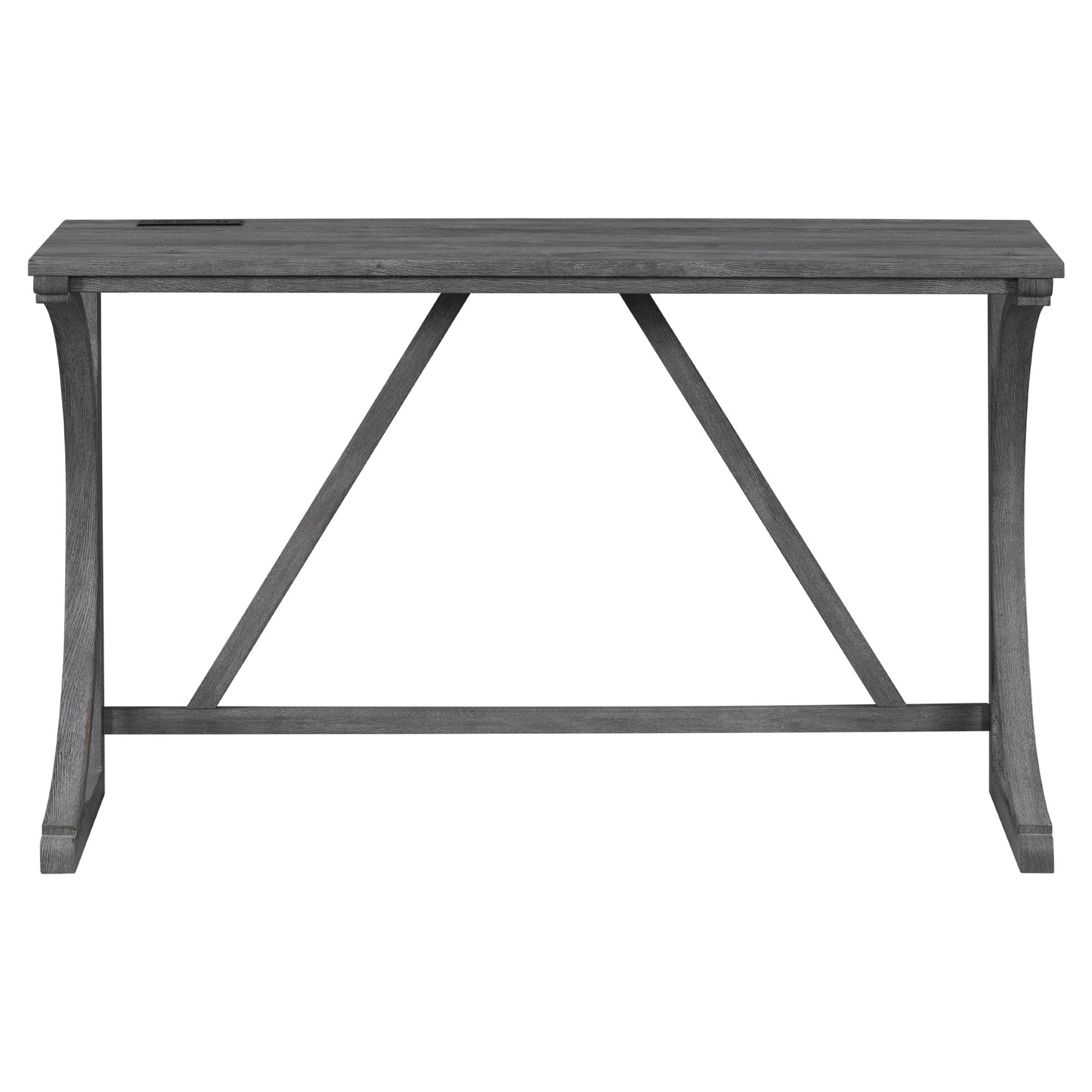 Hadden - Set of 4 - 30” Gray Industrial Bar Table Set with Power Outlet, 3 Stools, Solid Wood + MDF - Dining, Game, or Living Room, 59” x 19” x 36”