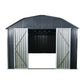 10 Ft X 12 Ft Outdoor Metal Storage Shed With Arch Roof With Lockable Doors For Backyard Garden Patio Lawn - Black