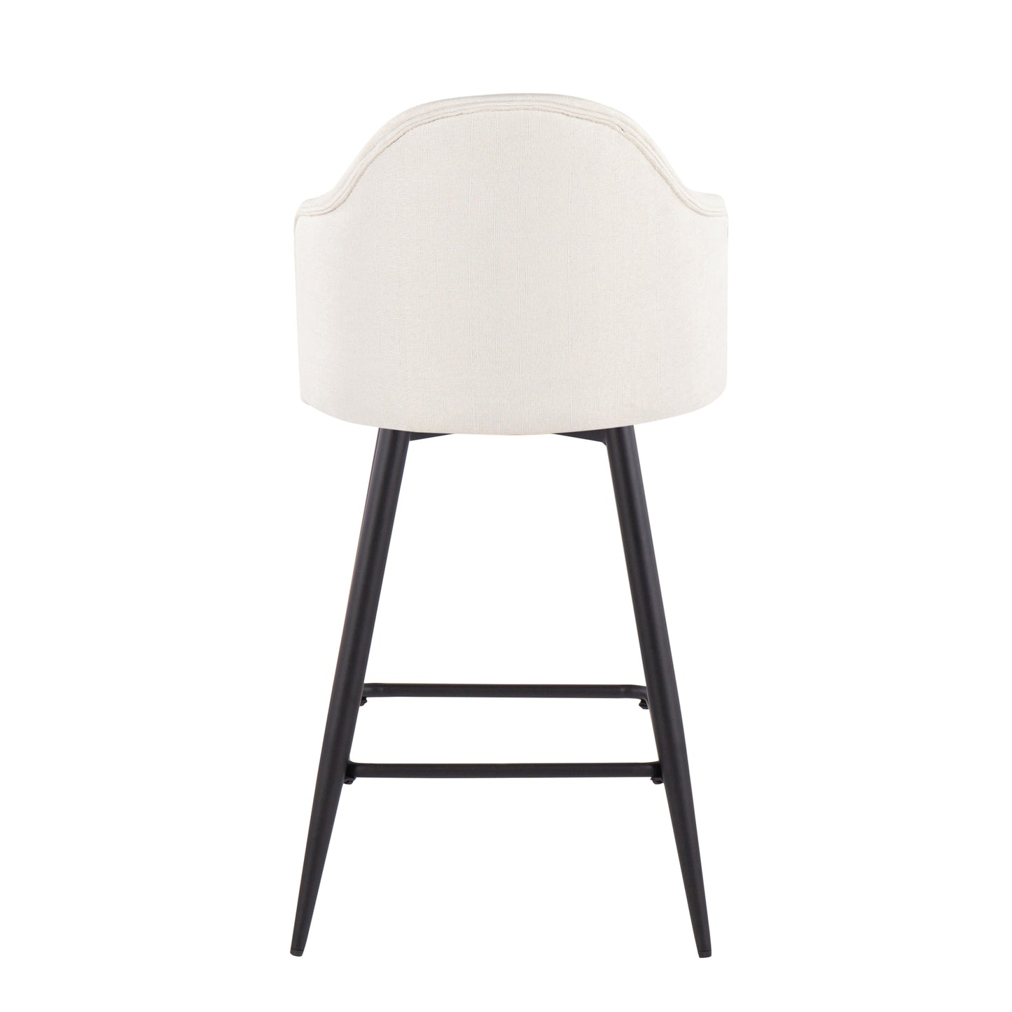 Vela - Set of 2 - 26" Metal Counter Stools with Cream Fabric and Square Footrest