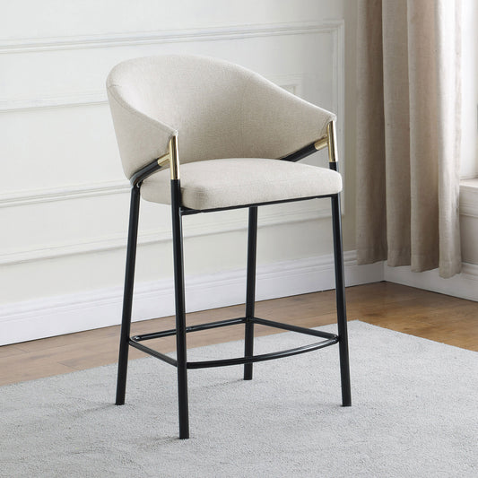 Shannon - Set of 2 - 36.75" Beige & Glossy Black Counter Height Stools