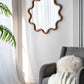 Wooden Accent Mirror With Unique Frame, Wall Mirror For Living Room Bedroom Entryway - Brown