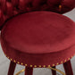 Cylvara - Set of 2 - 28" Claret Red Velvet Counter Height Bar Stools with Solid Wood Legs and 360° Swivel