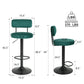 Hendrio - Set of 2 -  24.5"-30.5" Green Velvet Adjustable Bar Stools with Curved Backrest, Swivel Counter Height