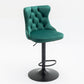 Luxury  - Set of 2 - 25" Green Velvet Swivel Barstools with Adjustable Seat Height, Upholstered Tufted Chairs & Copper Nailheads