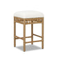 Lyther - Set of 1 - 26" Backless Ivory White Boucle Counter Stool with Resin Rattan Frame