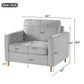 Accent Chair Upholstered Single Sofa With Square Arms, Sewn Pillow Back For Living Room
