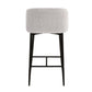 Freeport - Set of 2 - 24" Fixed-Height Counter Stools with Black Metal Frame and Silver Velvet Upholstery Contemporary Design for Kitchen & Bar