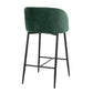 Fleetwood - Set of 2 - 24" Green Velvet Pleated Wave Counter Stools with Black Frame Modern Fixed-Height Design