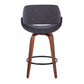 Lucero - Set of 2 - 20" Charcoal Upholstered Counter Stools, 360° Swivel with Walnut Wood Legs