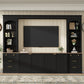 Arched Entertainment Center Wall Unit With Bookshelf, Retro Large TV Stand