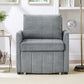 Upholstered Convertible Sleeper Sofa With 5 Position Backrest, Side Pockets, Storage