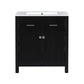 Bathroom Vanity With Ceramic Sink, Modern Single Bathroom Cabinet With 2 Doors And A Shelf, Soft Close Doors
