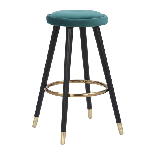 Berano - Set of 2 - 26" Green Velvet Counter Stools with Black and Gold Metal Frame