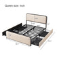 Modern Bed With Curved Upholstered Headboard And Footboard, Heavy Duty Metal Slats
