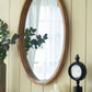 Oval Wall Mirror With Wood Frame, Farmhouse Wood Mirror For Bathroom Entryway Console Lean Against Wall - Brown
