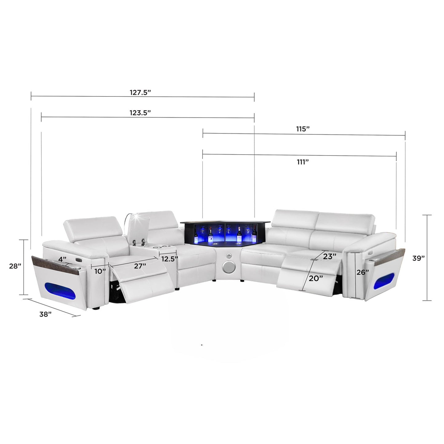 Nova - Sectional With Bluetooth Speaker, LED And Lifting Wine Cabinet