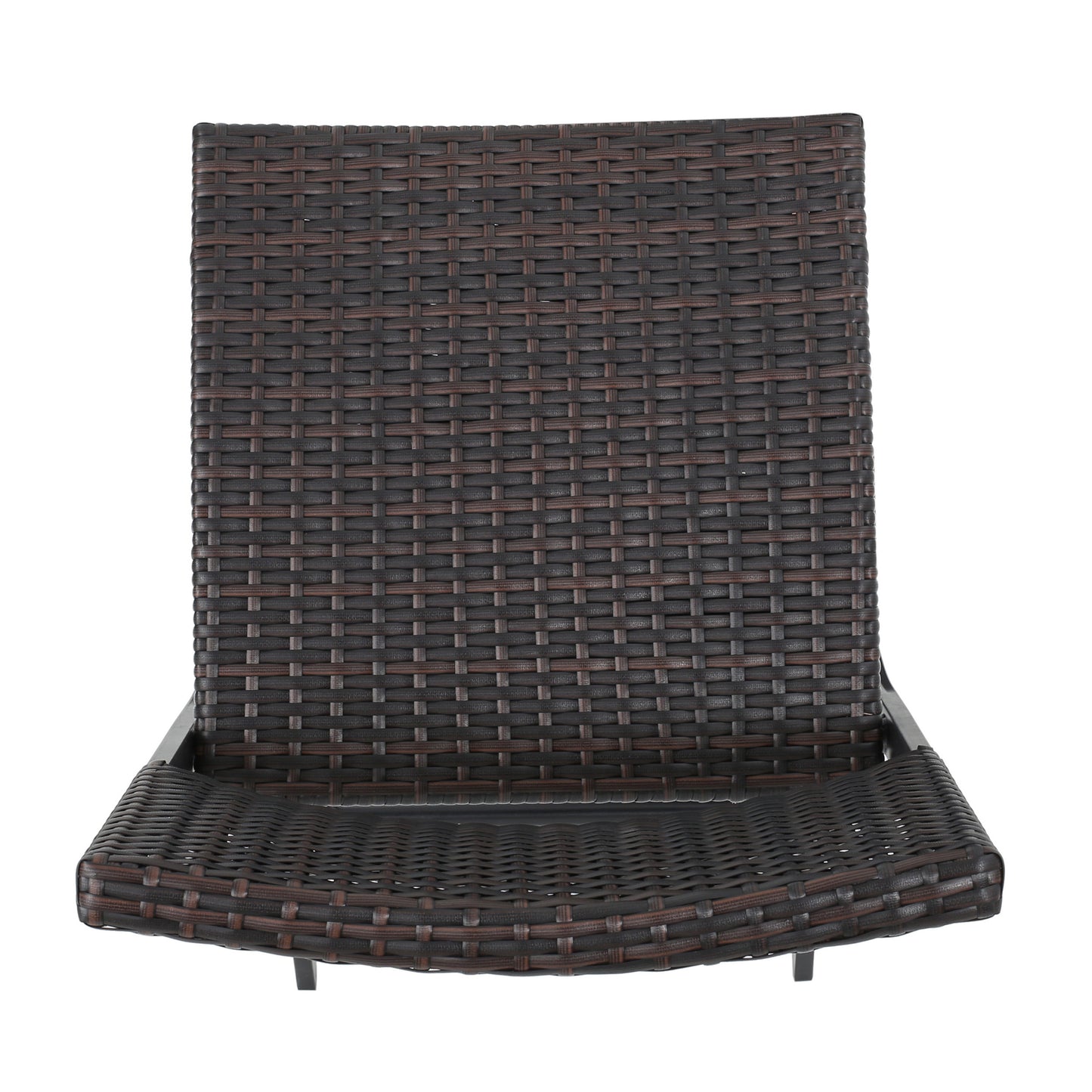 Haverstone - Set of 2 - 28" Multibrown Wicker Barstools, Foldable Faux Rattan Patio Chairs with Iron Frame